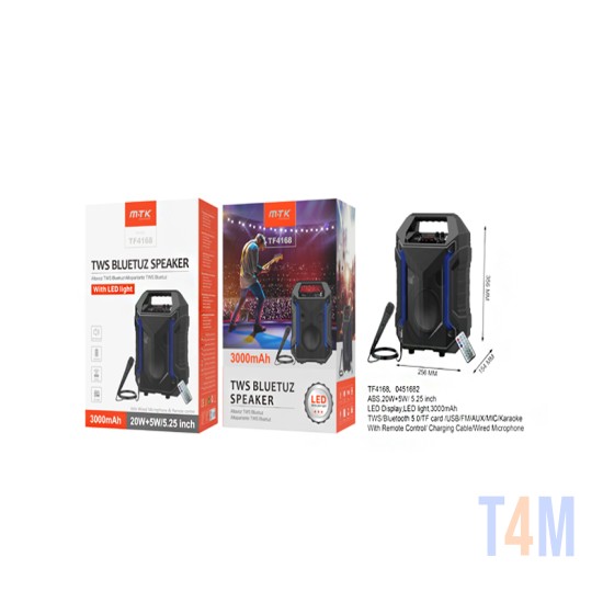 COLUNA BLUETOOTH MTK TF4165 5.0 VERSION PRETO